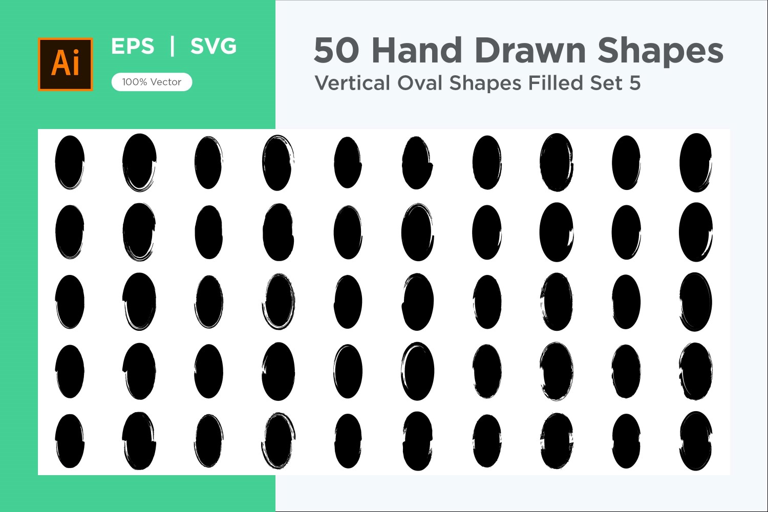 Vertical Oval Shape Filled 50_Set 5