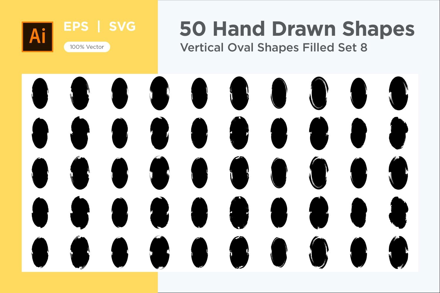 Vertical Oval Shape Filled 50_Set 8