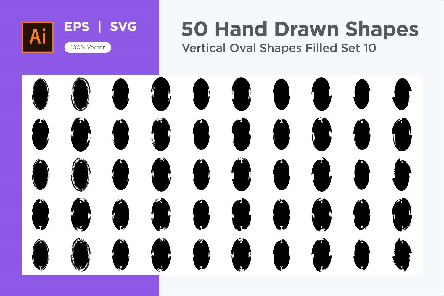 Vertical Oval Shape Filled 50_Set 10