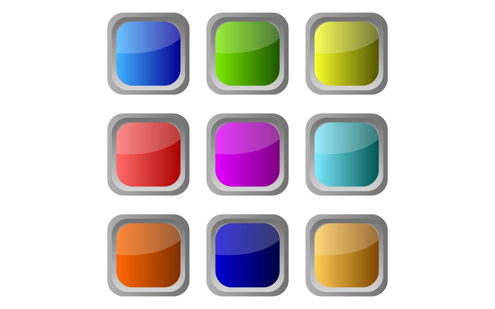 Web buttons in vector illustrated and colored on a white background