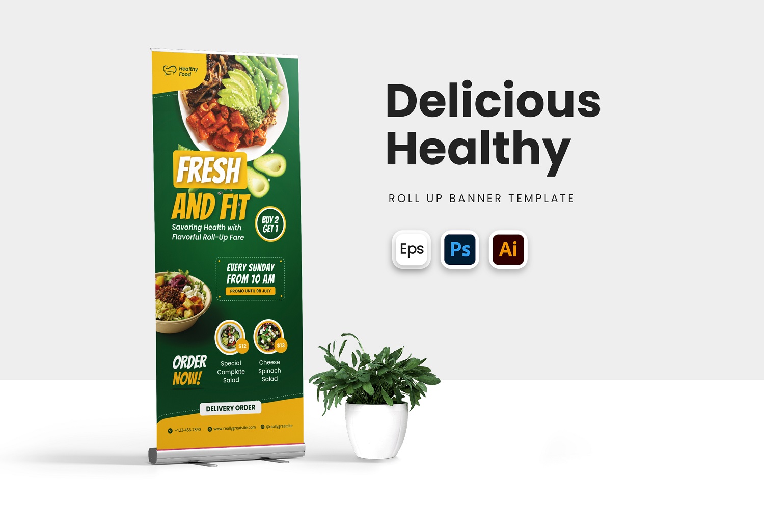 Delicious Healthy Roll Up Banner