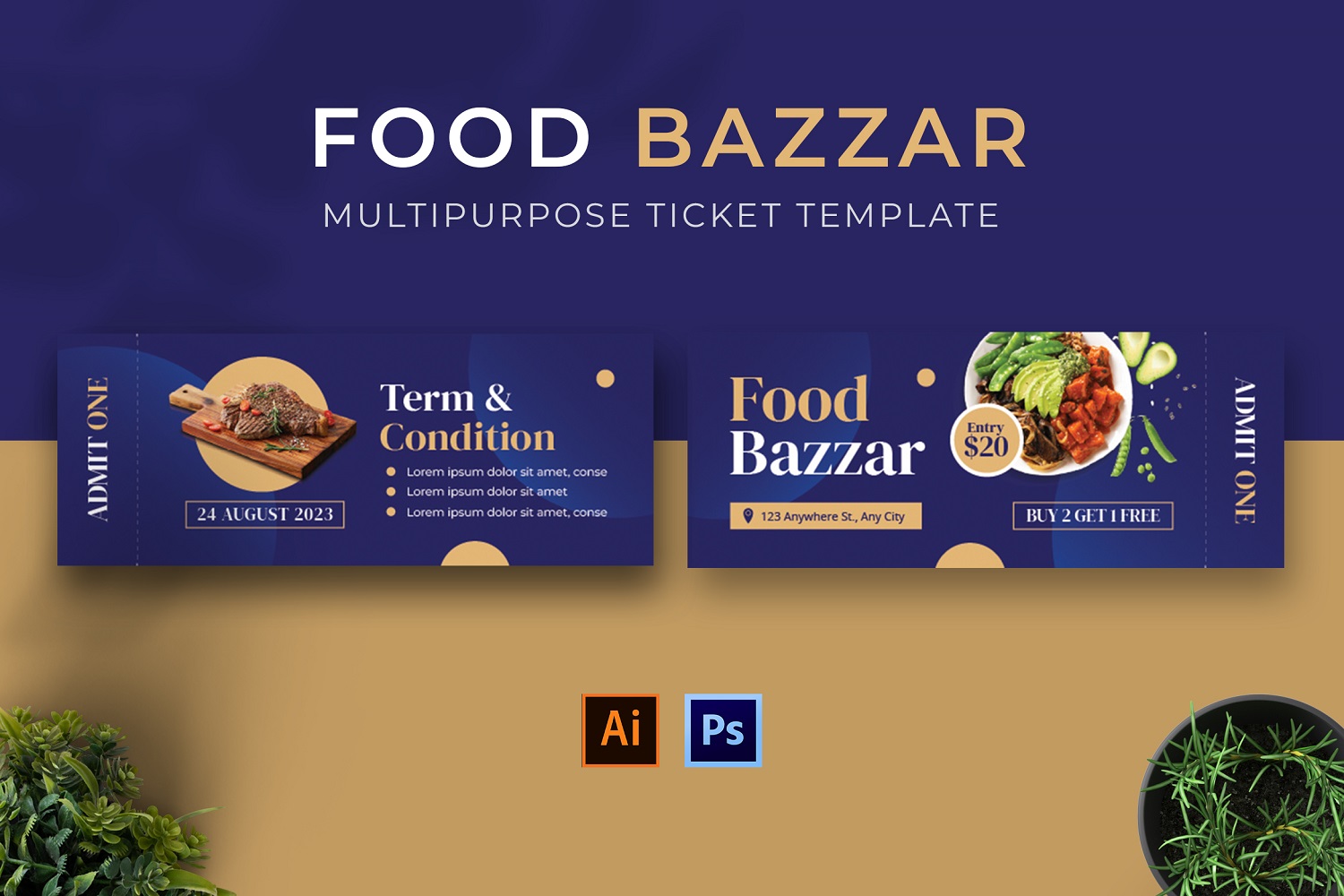 Food Bazzar Ticket Template