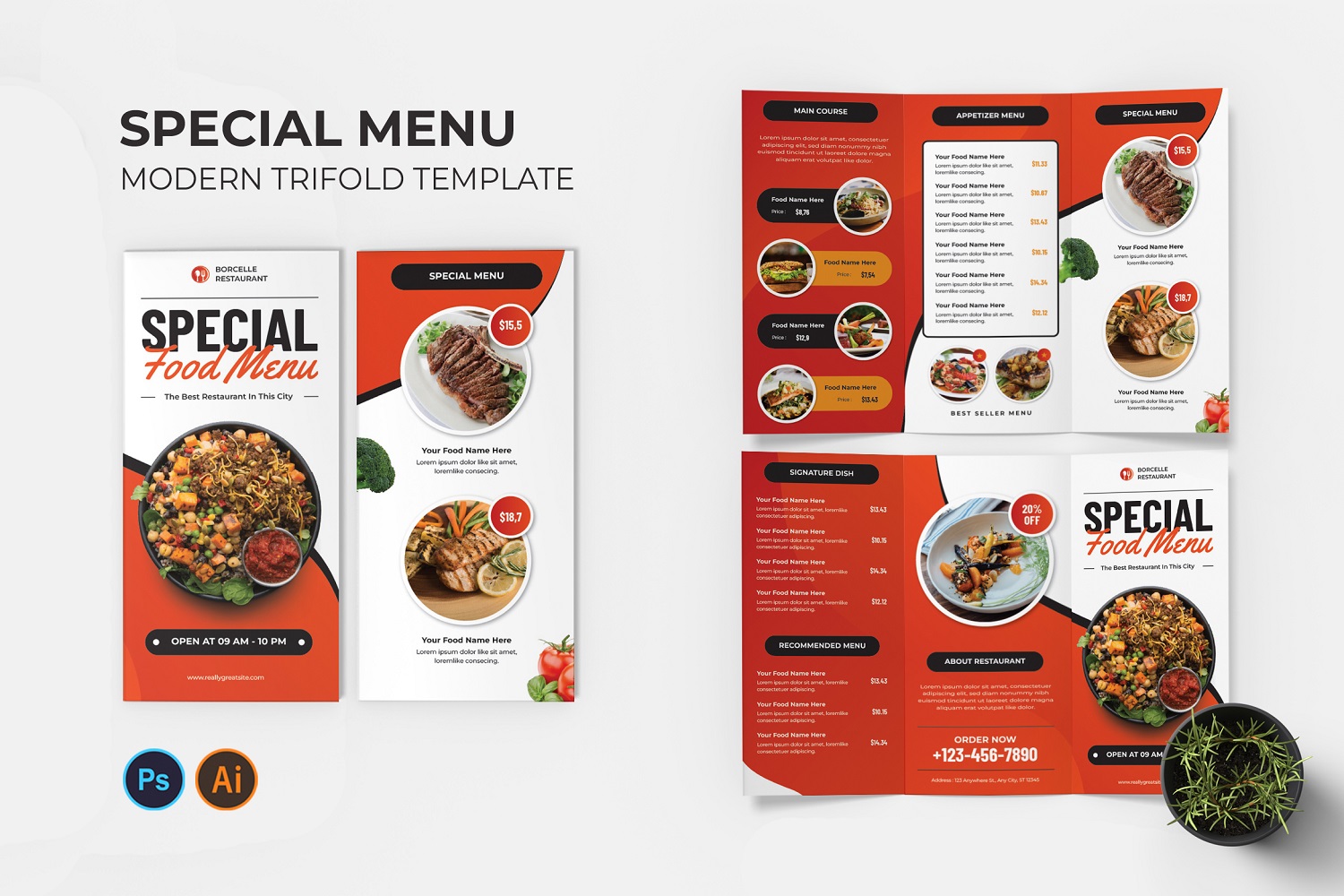 Special Food Menu Trifold Brochure