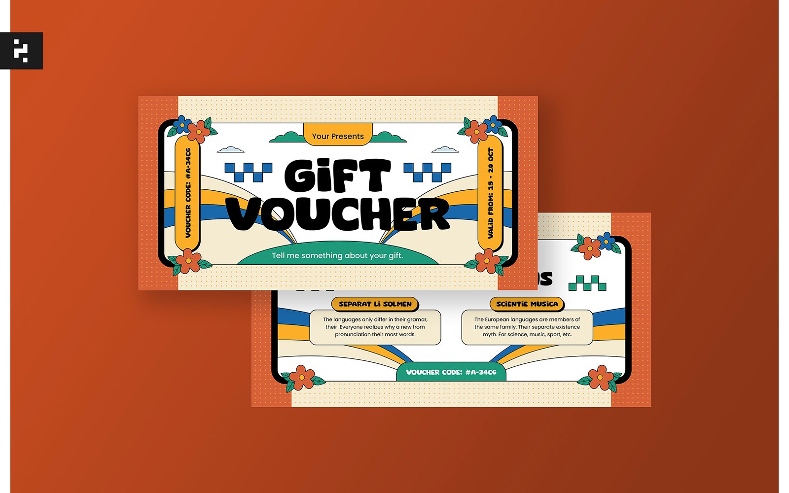 Gift Voucher Template Retro Theme