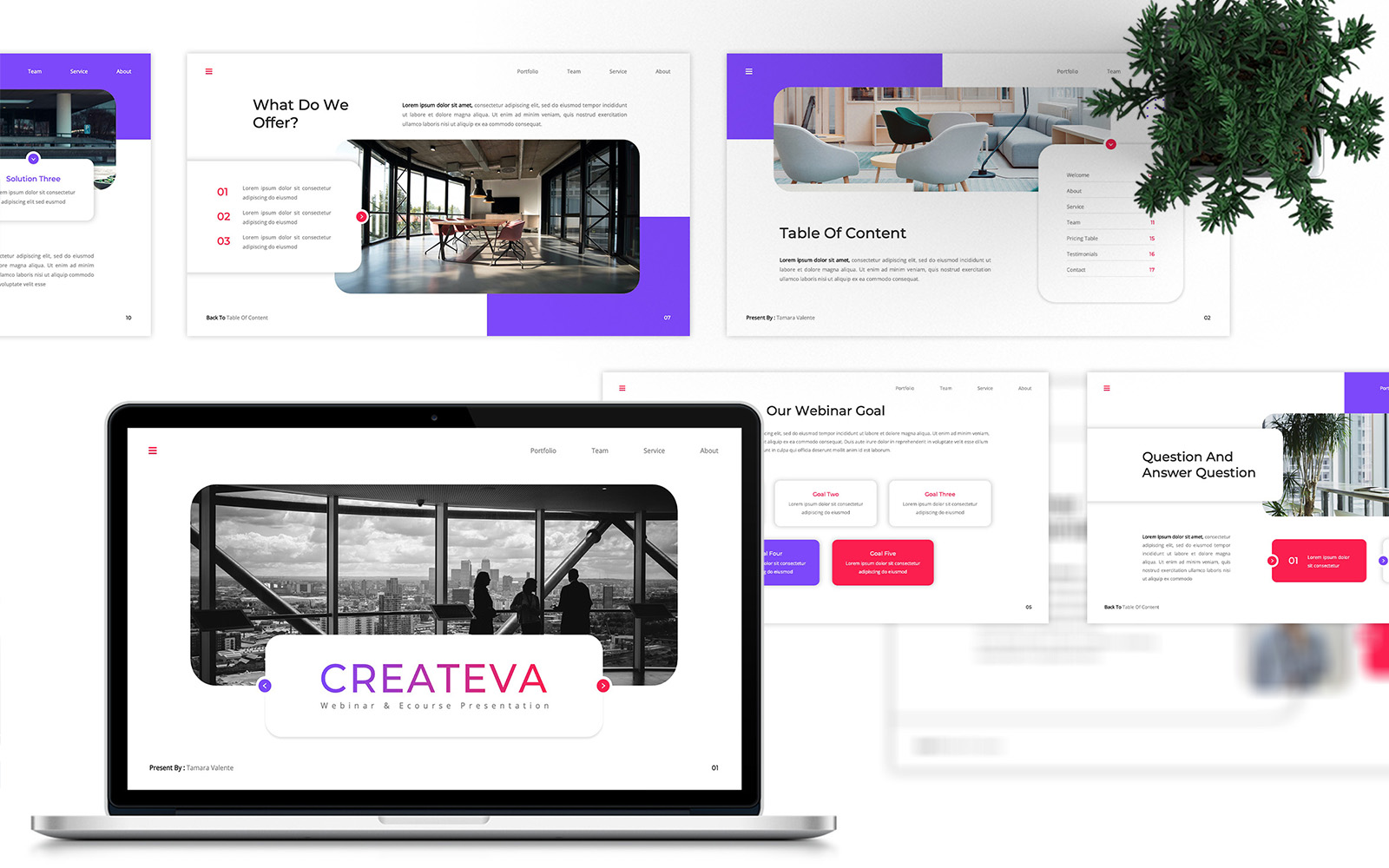 Createva - Webinar & E Course Google Slides Template