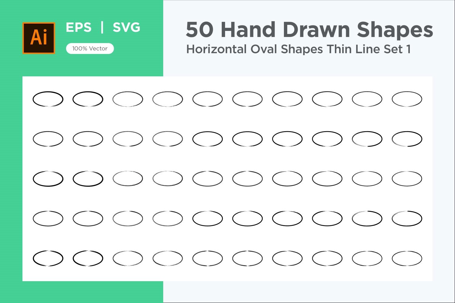 Horizontal Oval Shape Thin Line 50_Set V 1