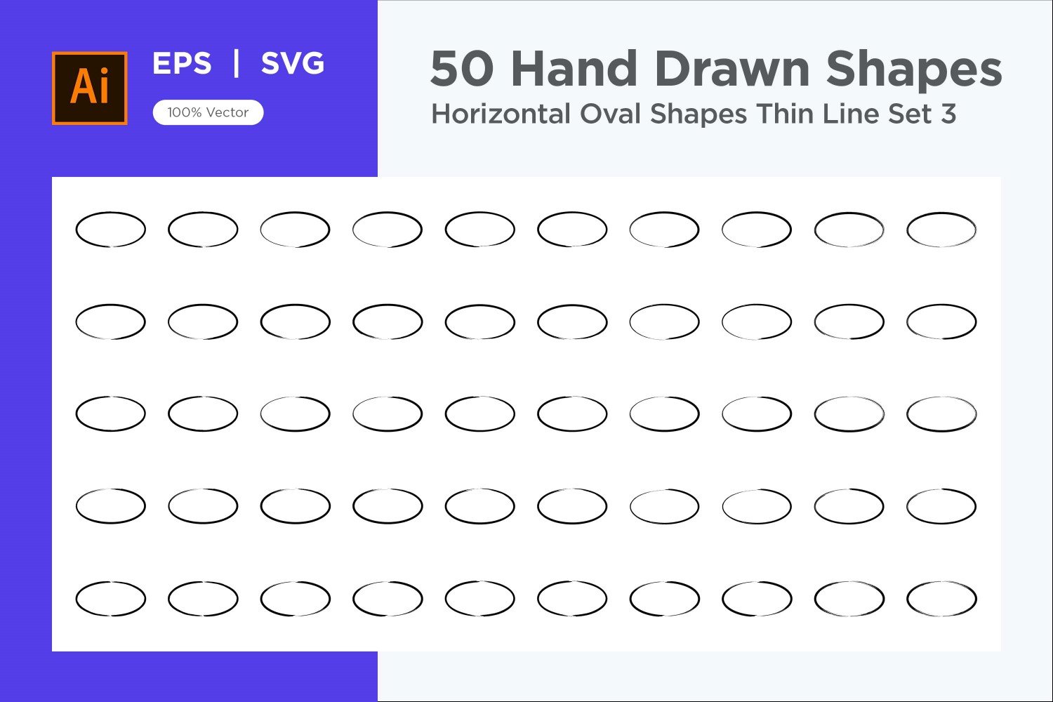 Horizontal Oval Shape Thin Line 50_Set V 3