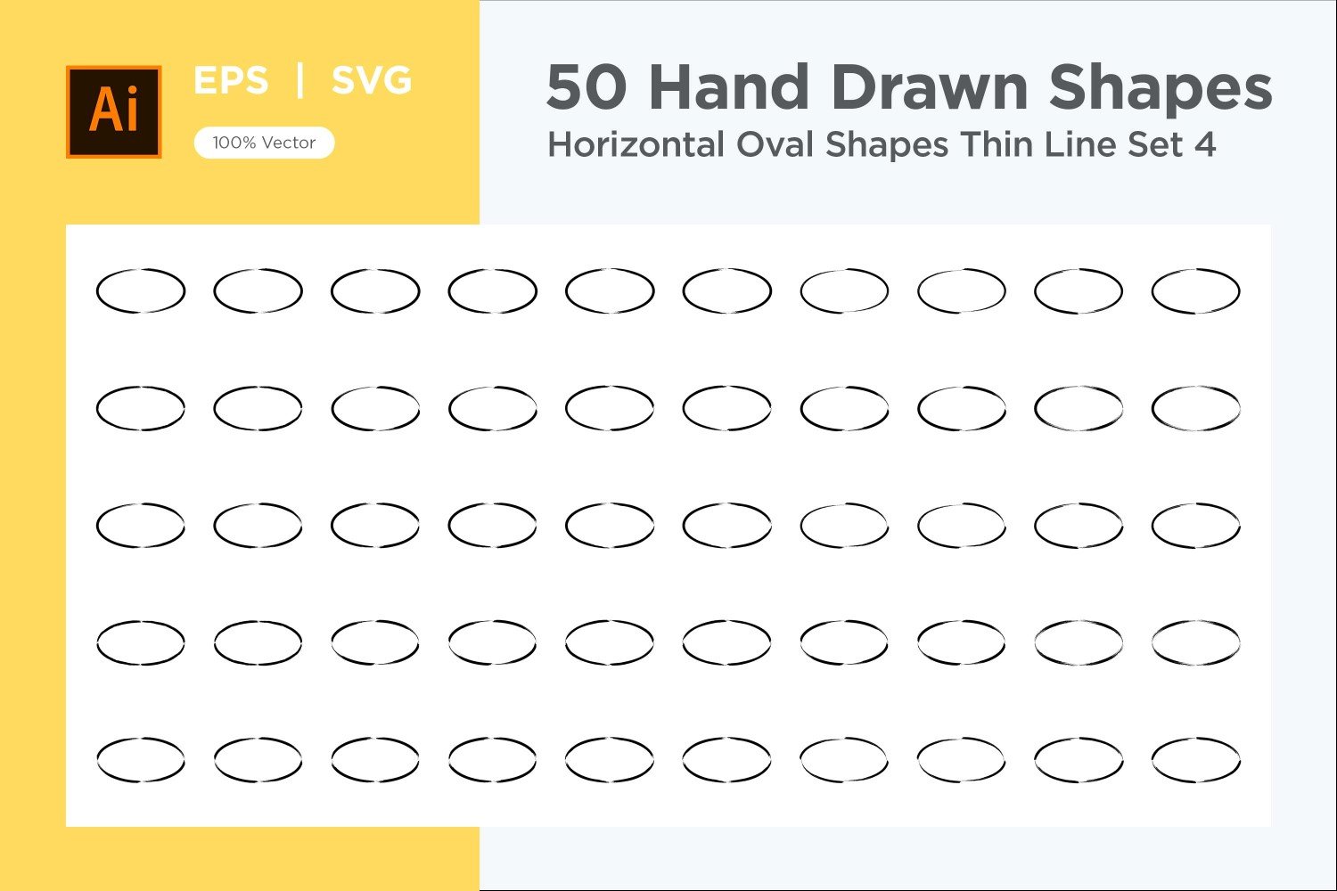 Horizontal Oval Shape Thin Line 50_Set V 4