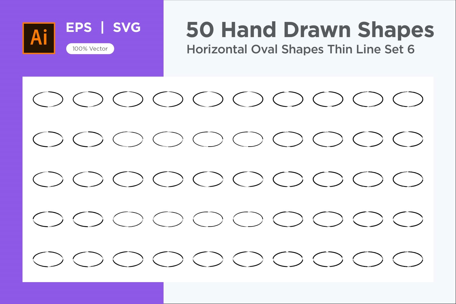 Horizontal Oval Shape Thin Line 50_Set V 6