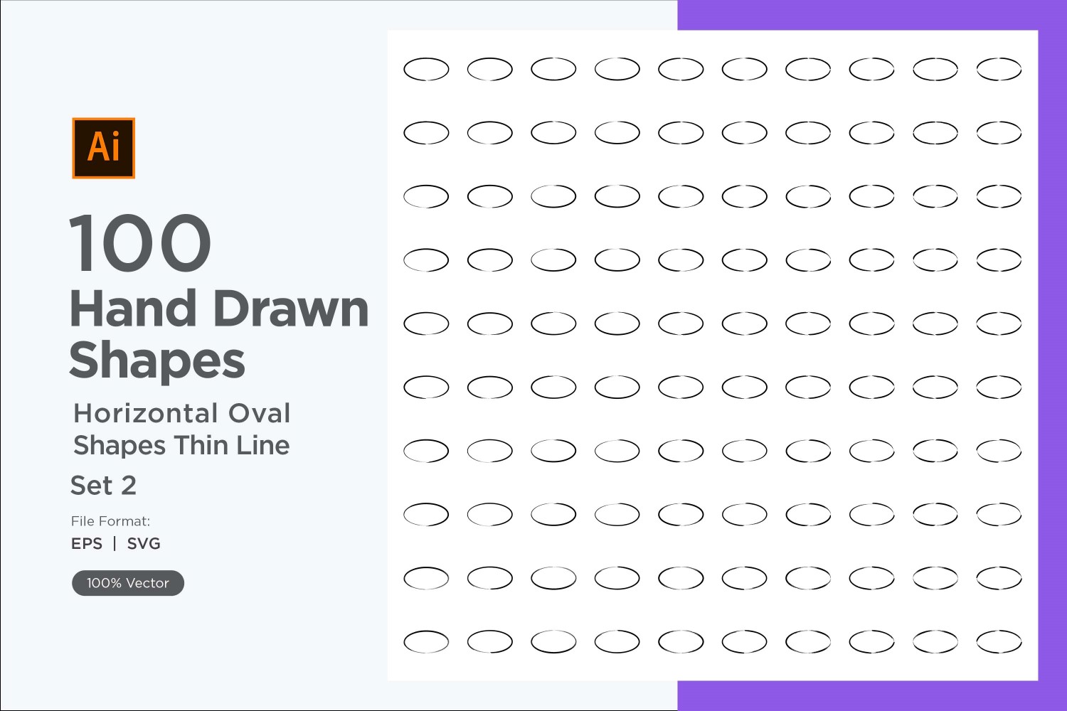 Horizontal Oval Shape Thin Line 100_Set V 2