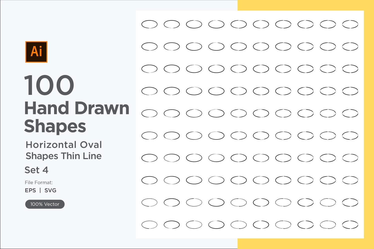 Horizontal Oval Shape Thin Line 100_Set V 4