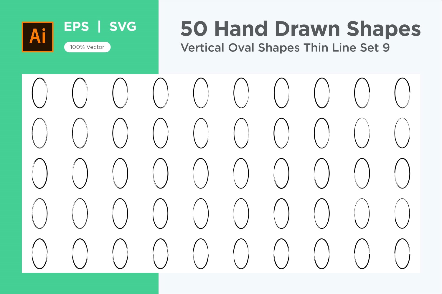 Vertical Oval Shape Thin Line 50_Set V 9