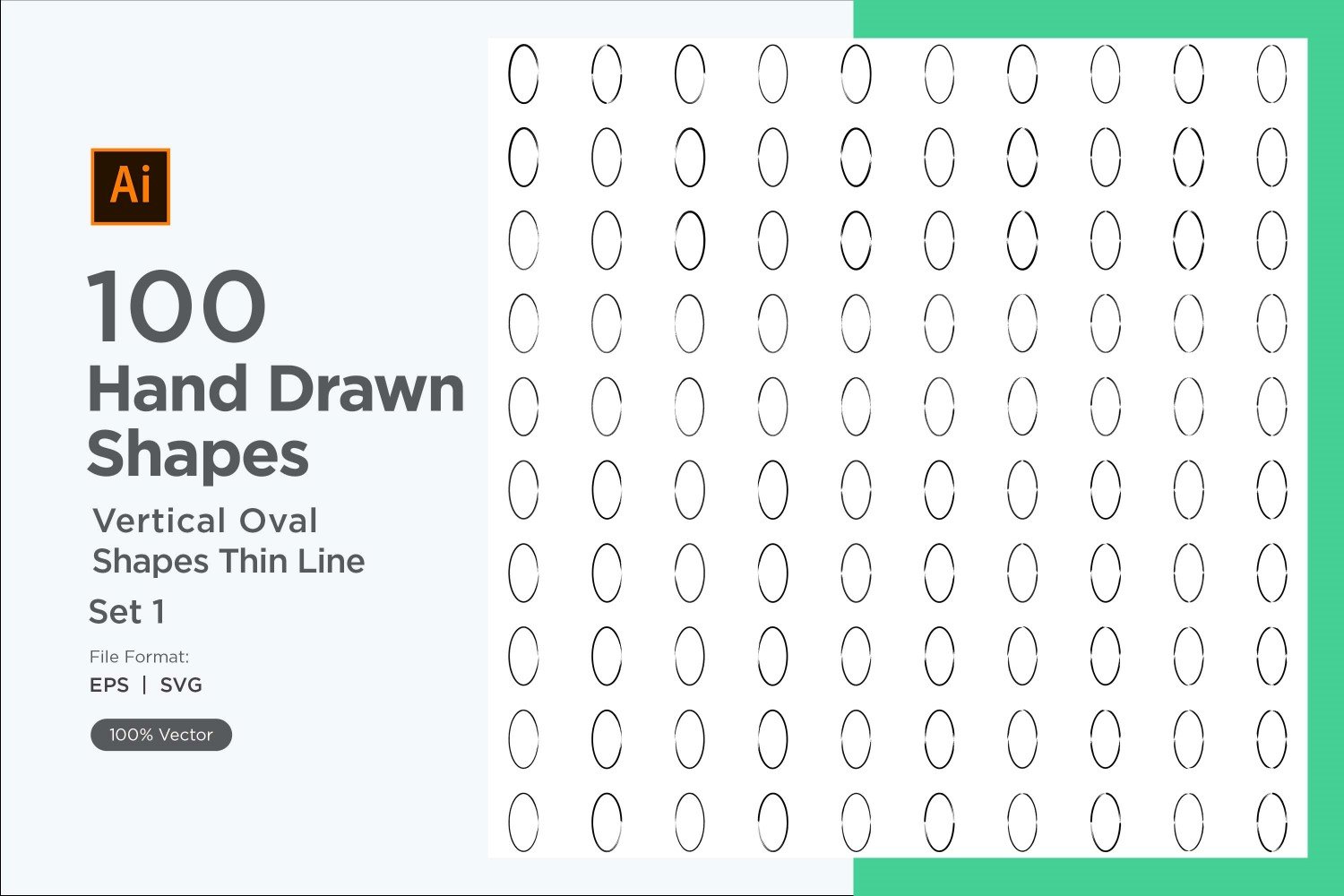 Vertical Oval Shape Thin Line 100_Set V 1