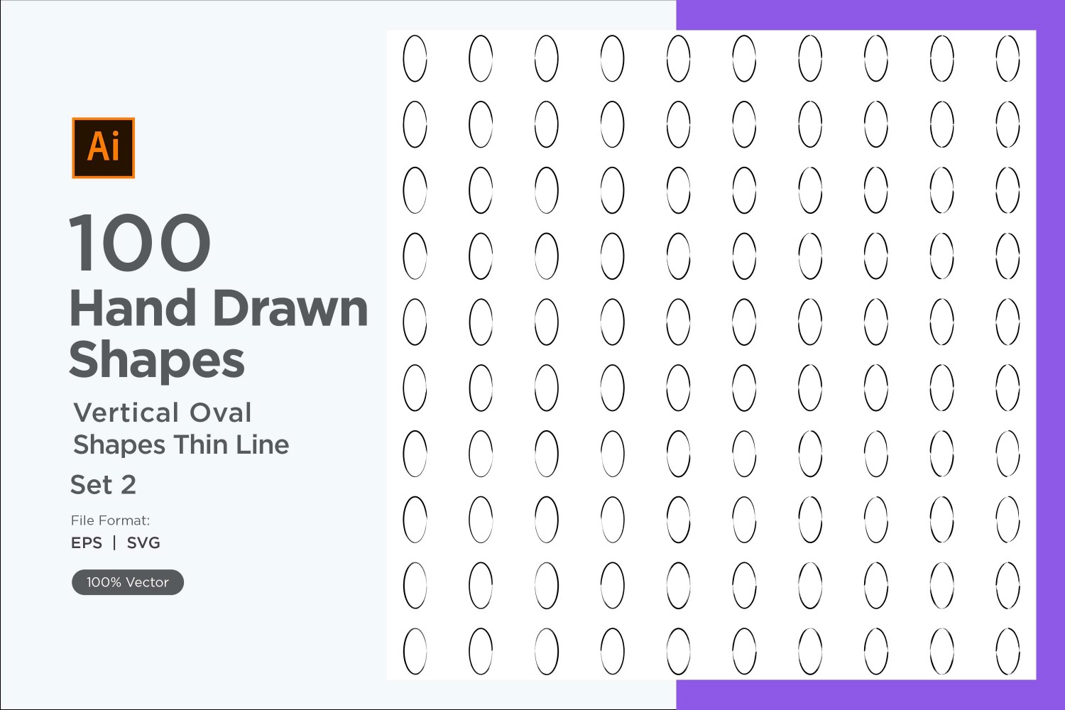 Vertical Oval Shape Thin Line 100_Set V 2