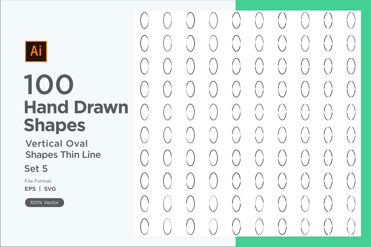 Vertical Oval Shape Thin Line 100_Set V 5