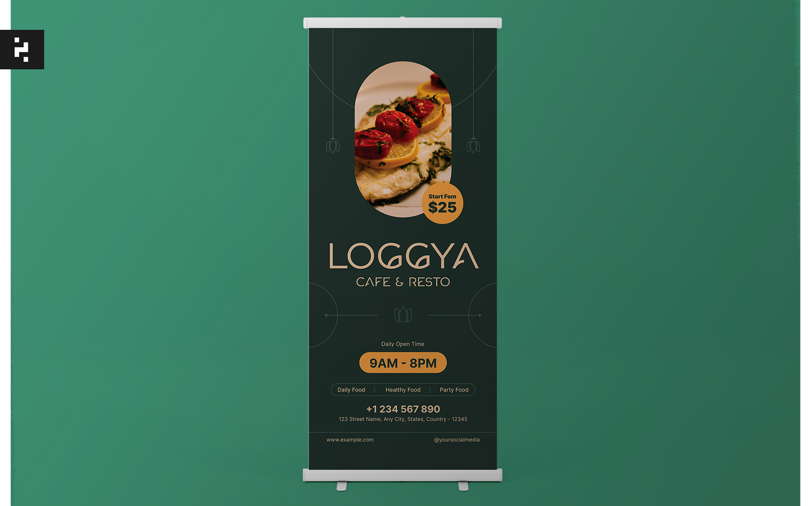 Clean Elegant Restaurant Roll Up Banner