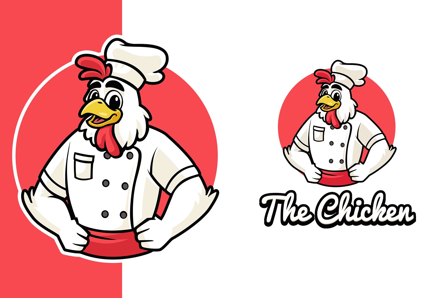 Cartoon Chicken Mascot Logo Template