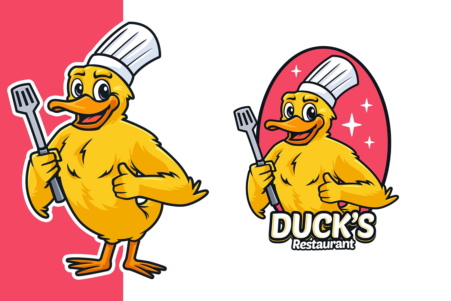 Duck Restaurant Mascot Logo Template