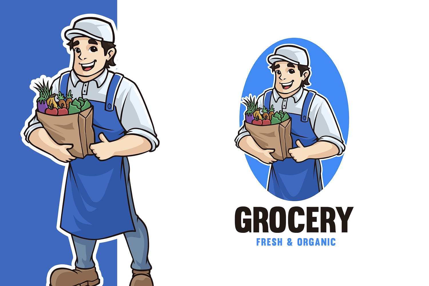 Grocery Store Mascot Logo Template