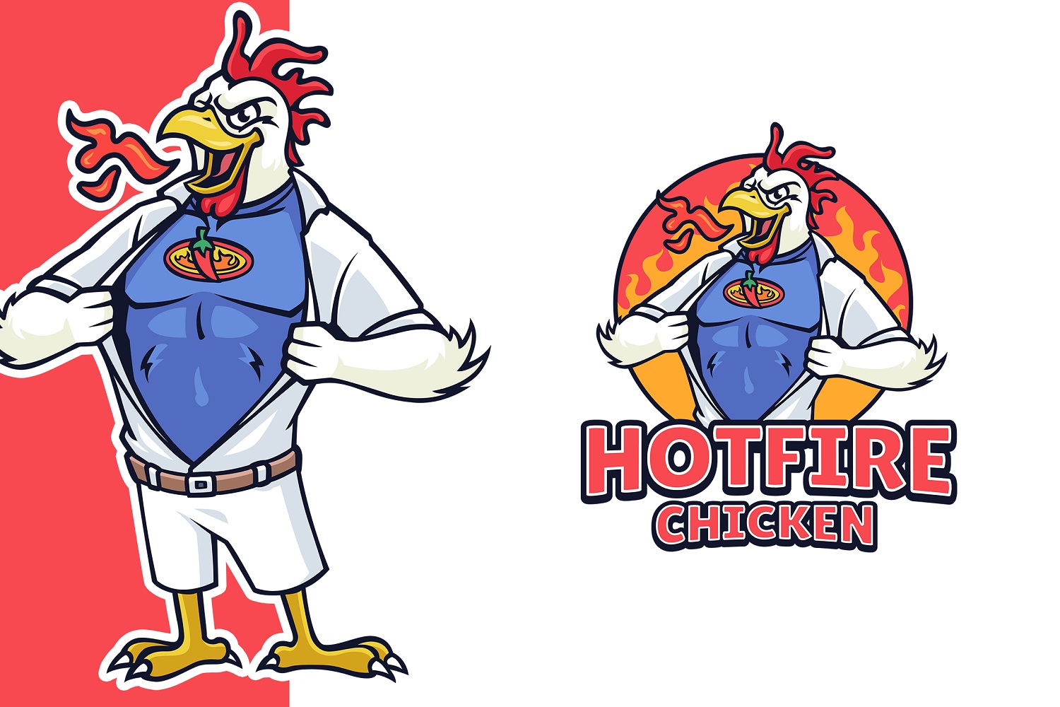 Hotfire Chicken Mascot Logo Template