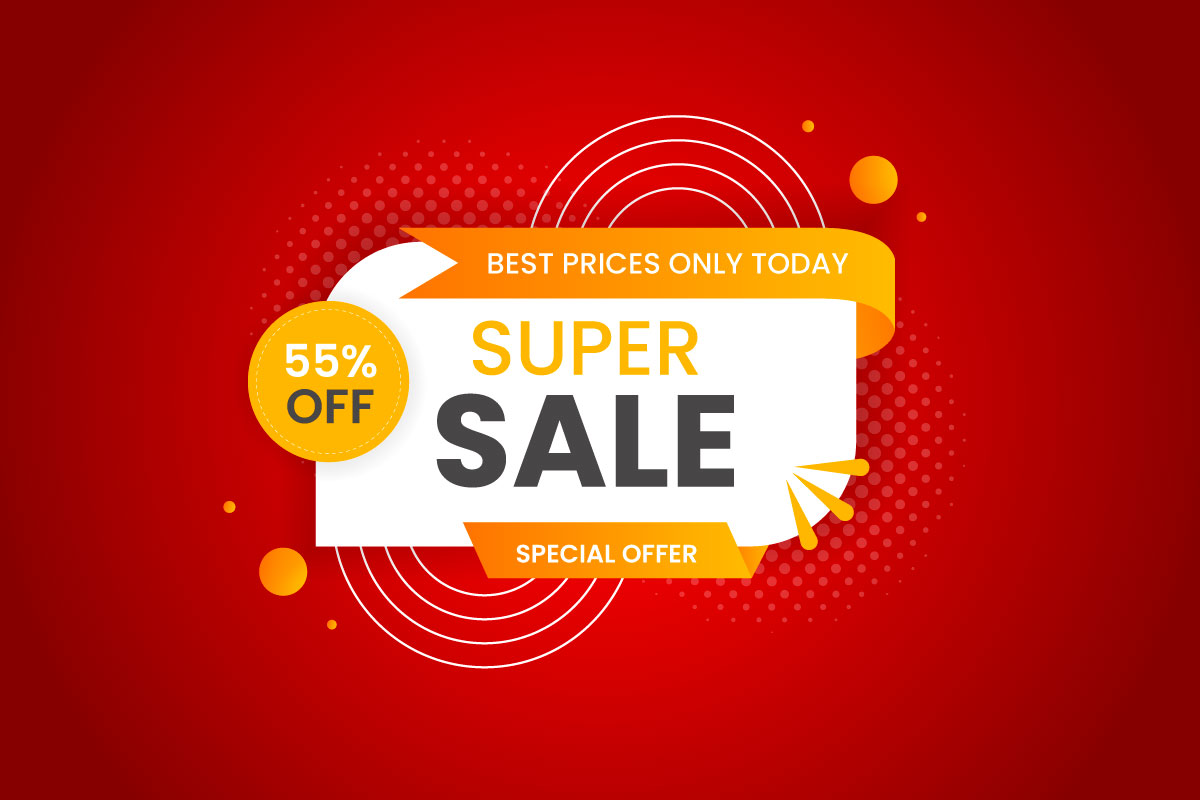 Vector  sale banner promotion with the red background and super offer banner template design