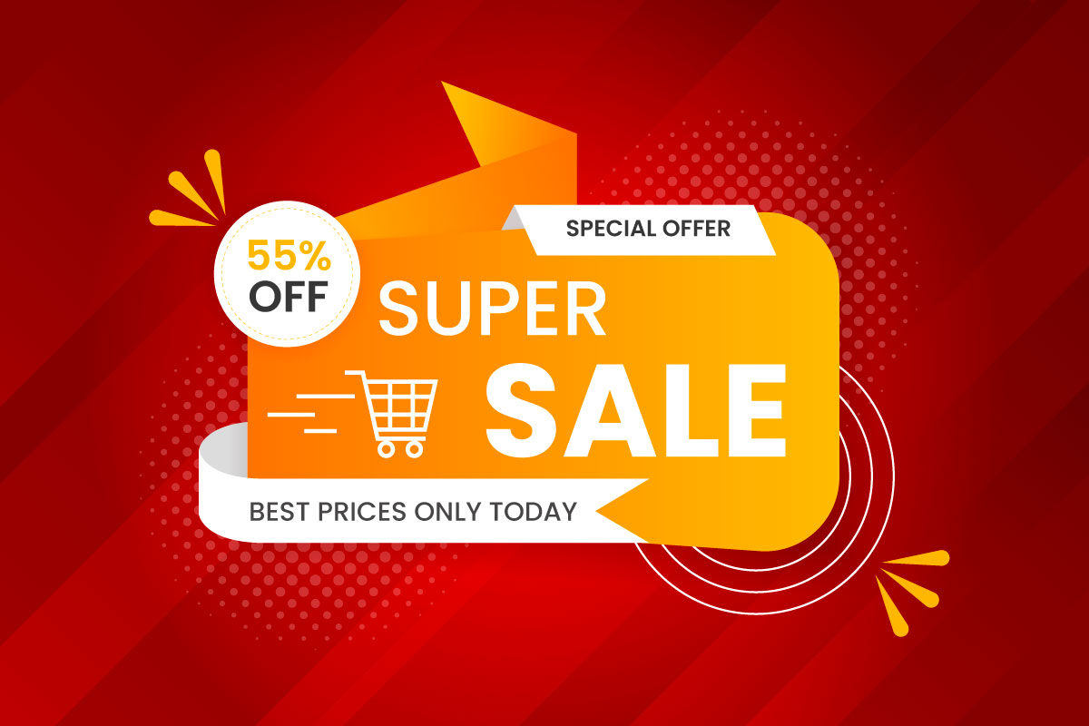 Vector  sale banner promotion with the red background and super offer banner  with editable text