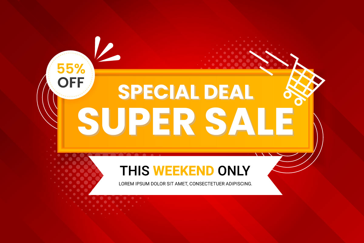 Sale banner promotion with the red background and super offer banner template