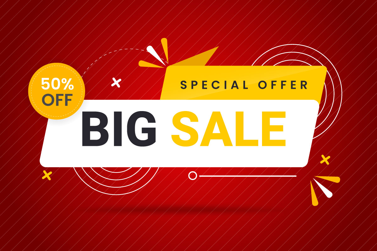 Vector  sale banner promotion with the red background and  offer banner template