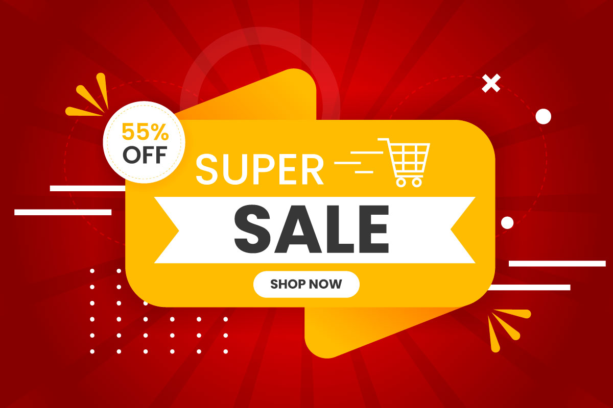 sale banner promotion with the red background and super offer banner