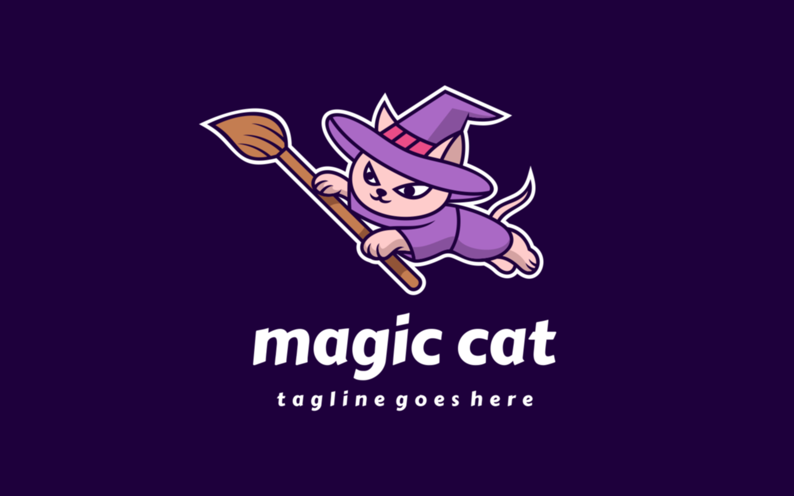 Magic Cat Mascot Cartoon Logo 1