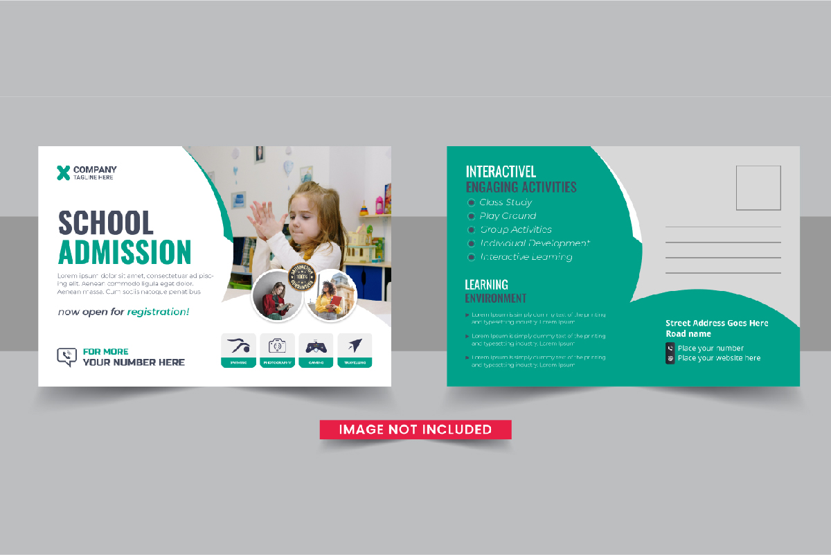 school admission postcard template layout