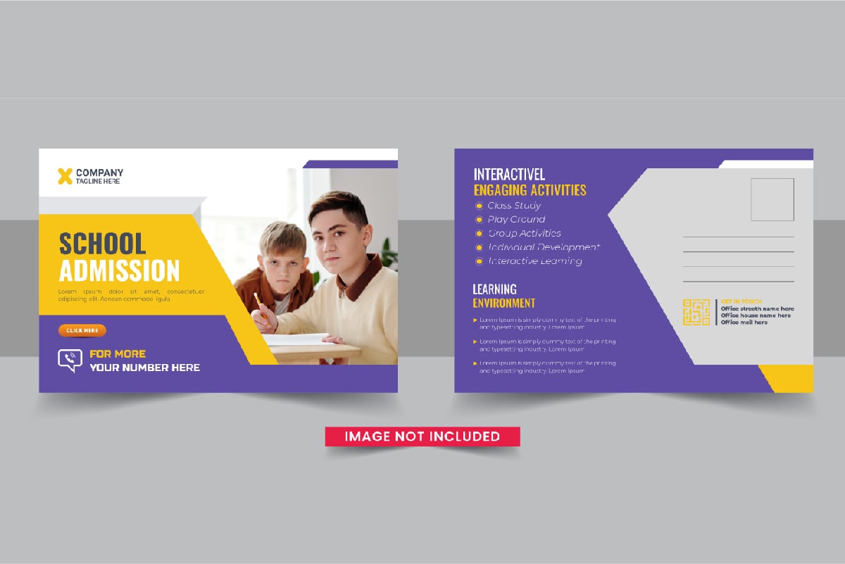 Modern School admission postcard template layout