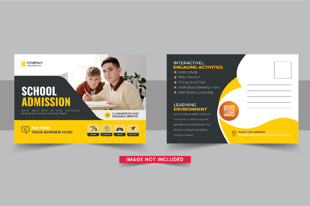 School admission postcard design layout