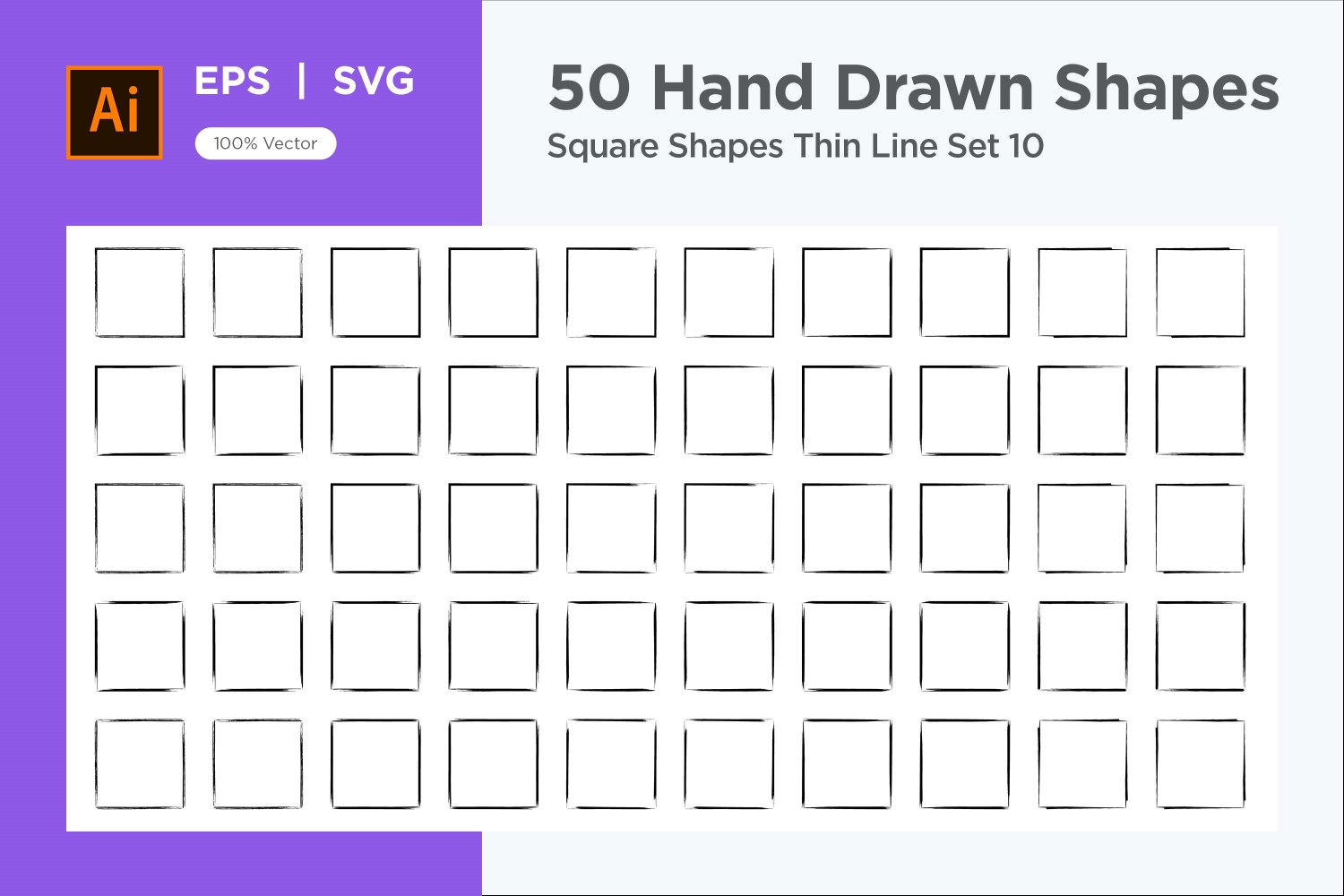 Square Shape Thin Line 50_Set V 10