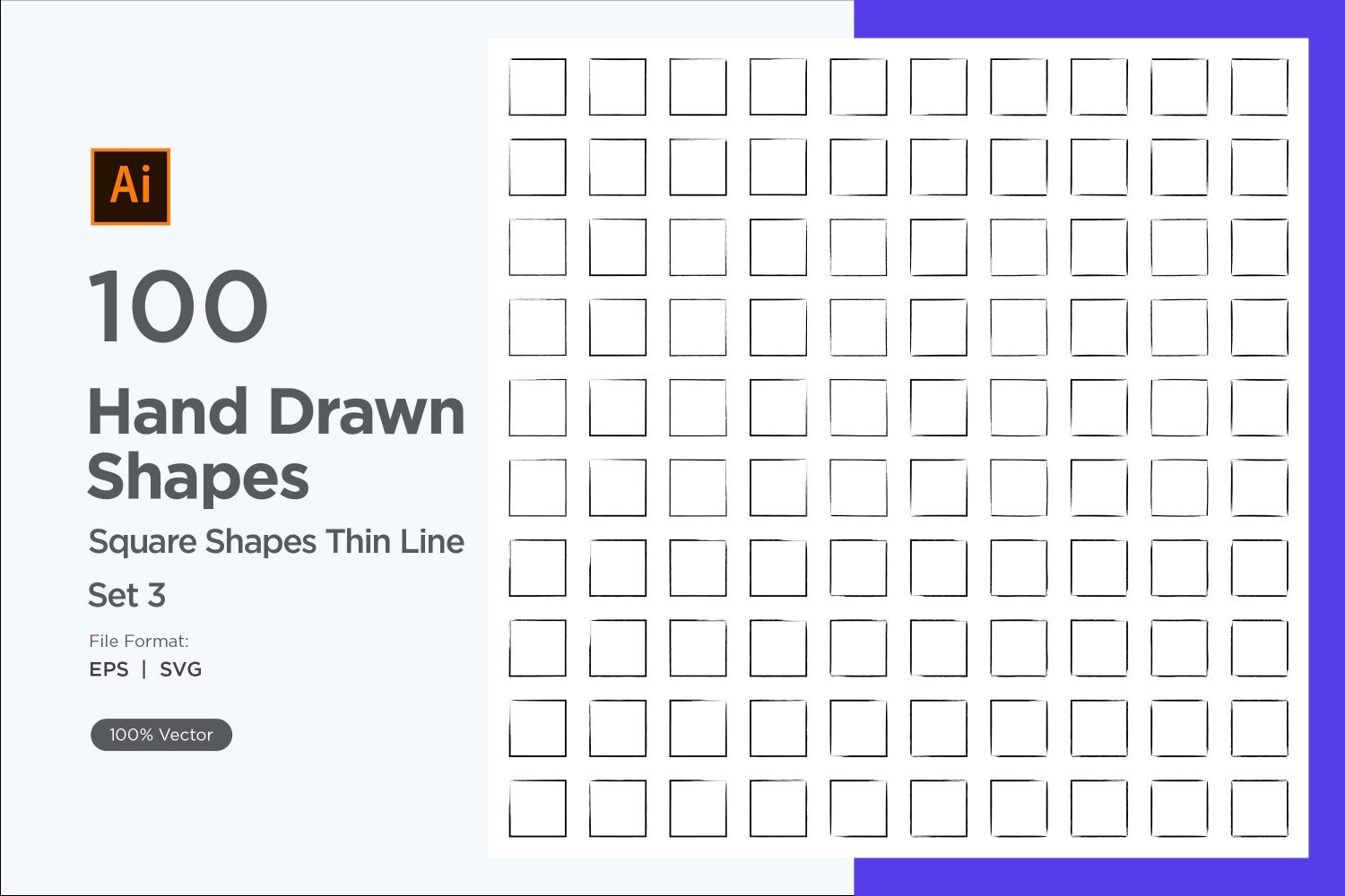 Square Shape Thin Line 100_Set V 3