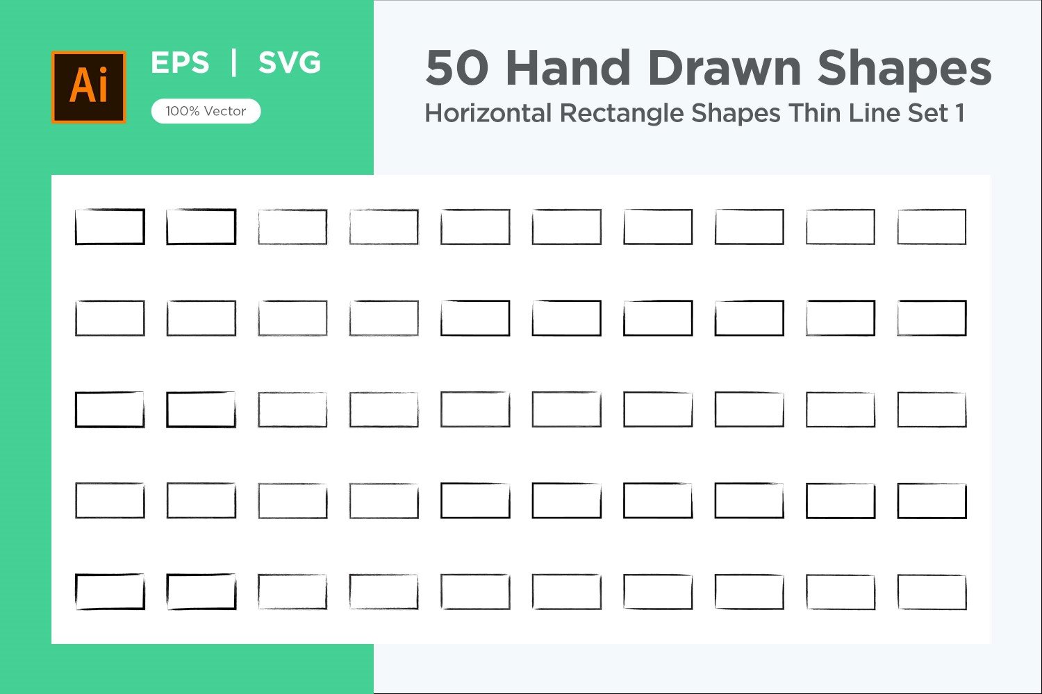 Horizontal Rectangle Shape Thin Line 50_Set V 1