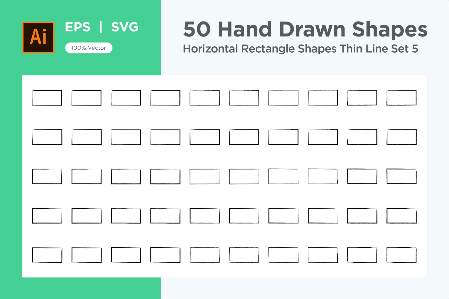 Horizontal Rectangle Shape Thin Line 50_Set V 5