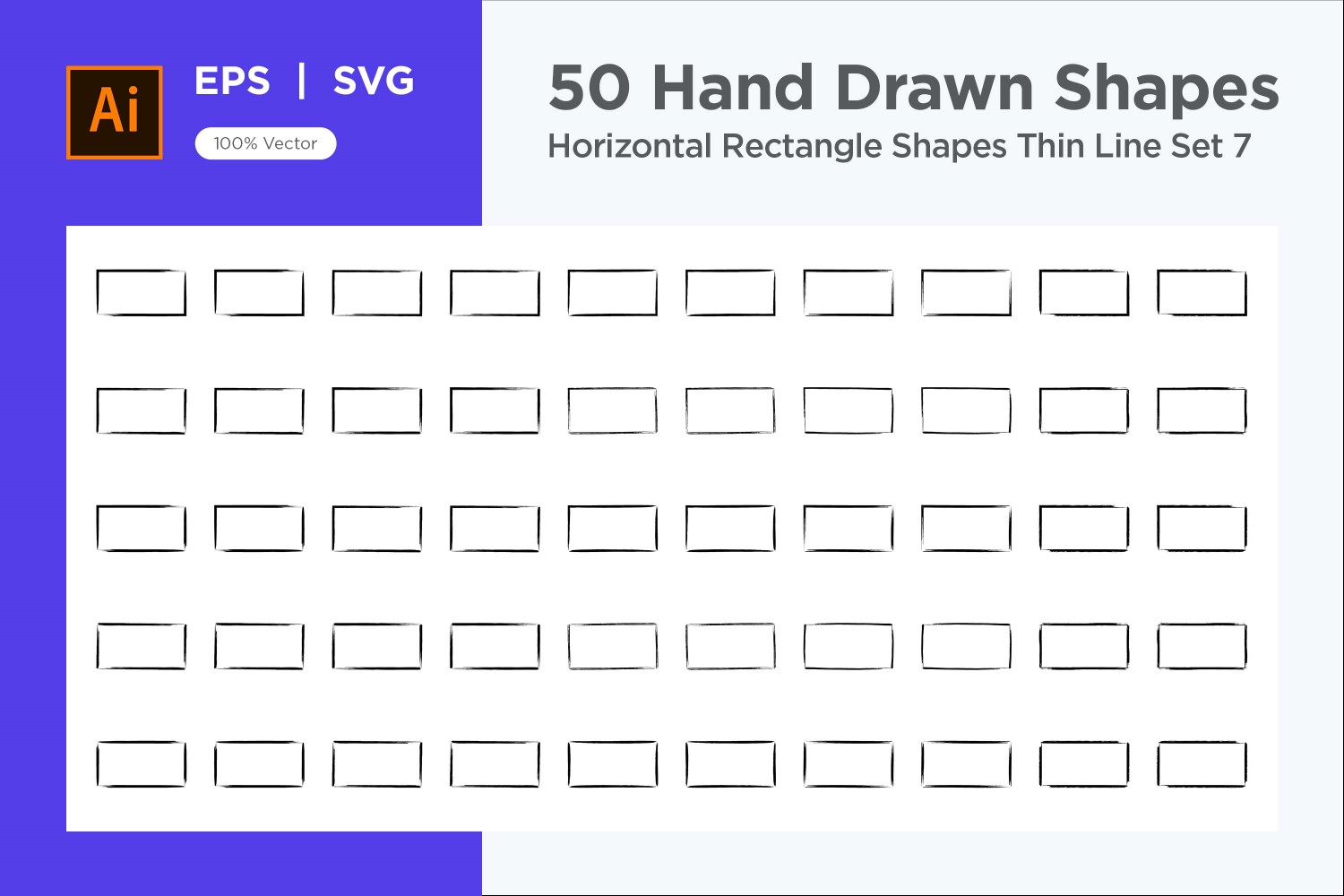 Horizontal Rectangle Shape Thin Line 50_Set V 7