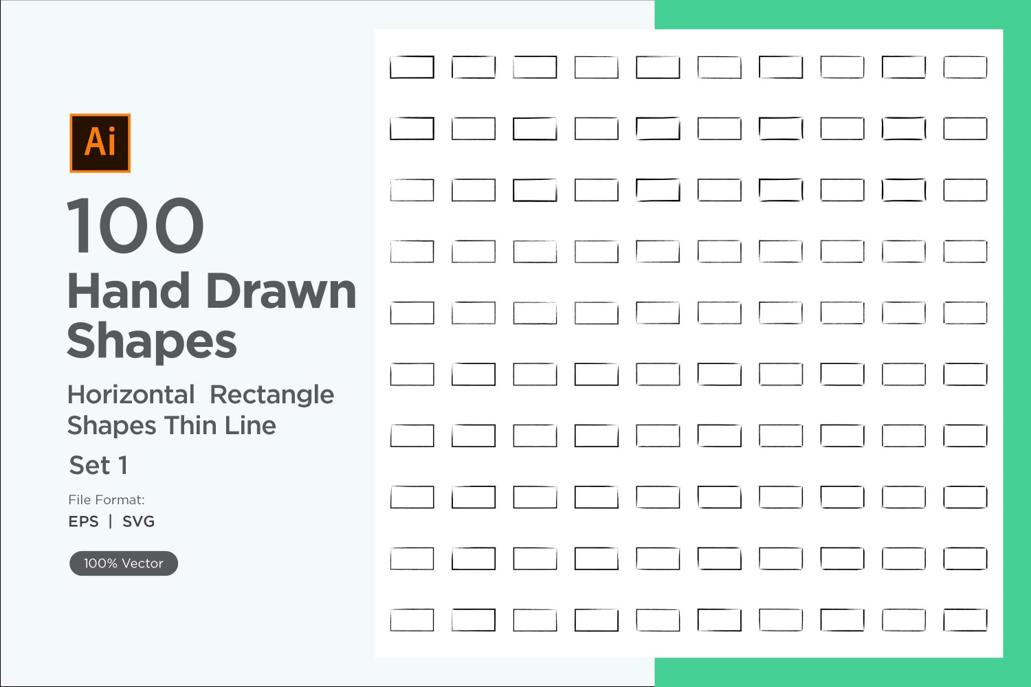 Horizontal Rectangle Shape Thin Line 100_Set V 1