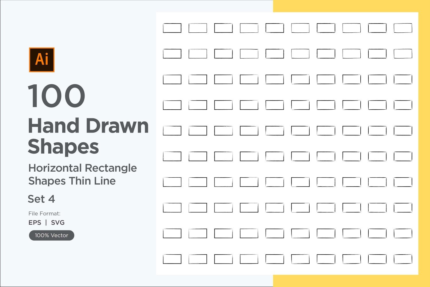 Horizontal Rectangle Shape Thin Line 100_Set V 4