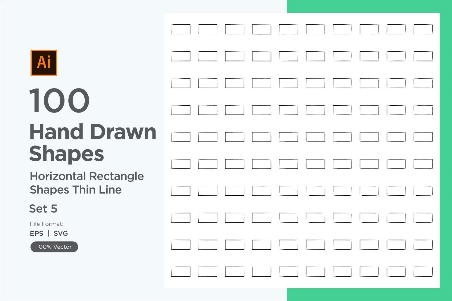 Horizontal Rectangle Shape Thin Line 100_Set V 5