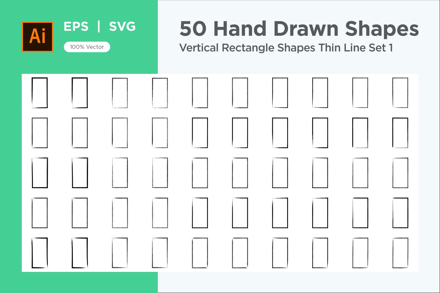 Vertical Rectangle Shape Thin Line 50_Set V 1