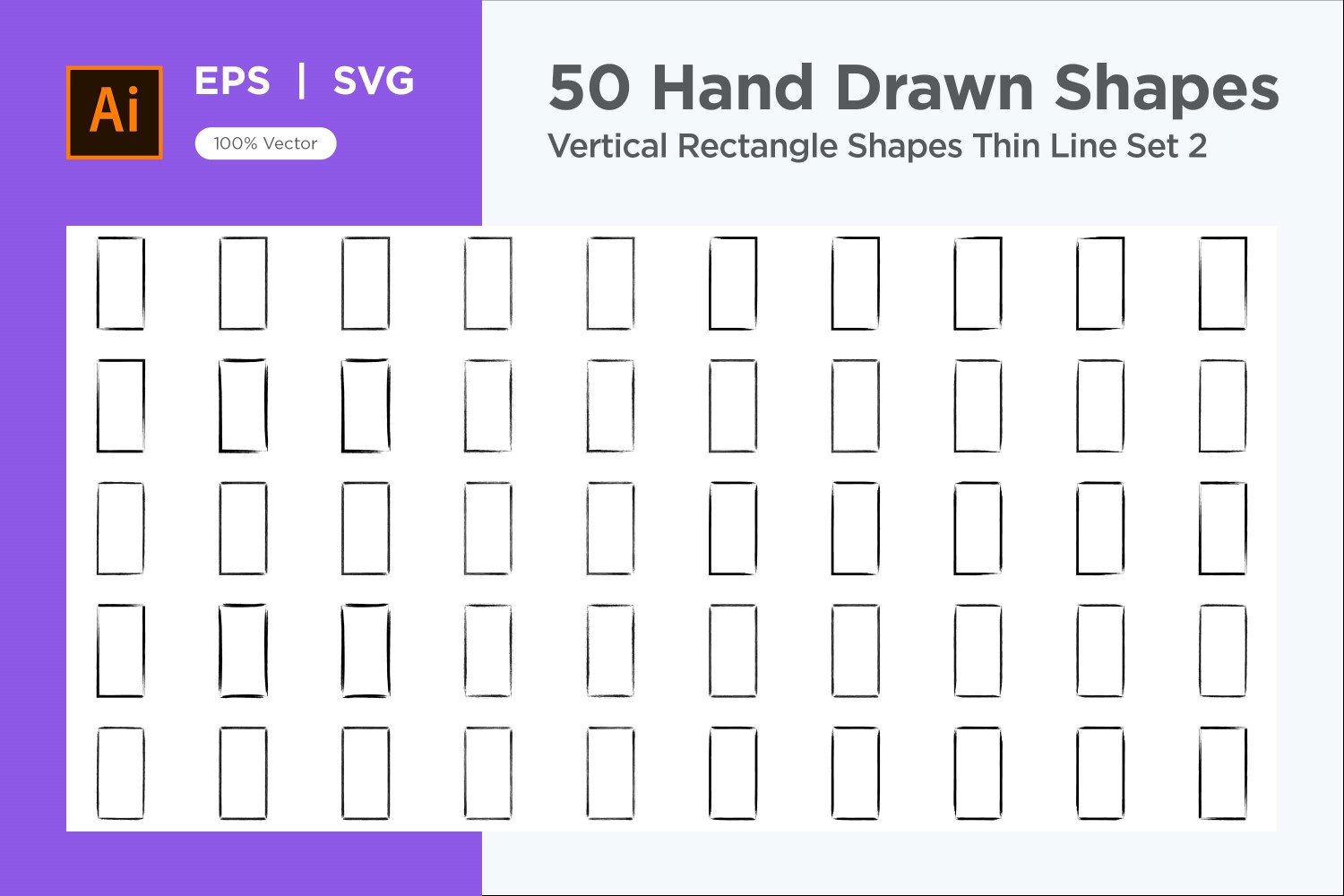 Vertical Rectangle Shape Thin Line 50_Set V 2