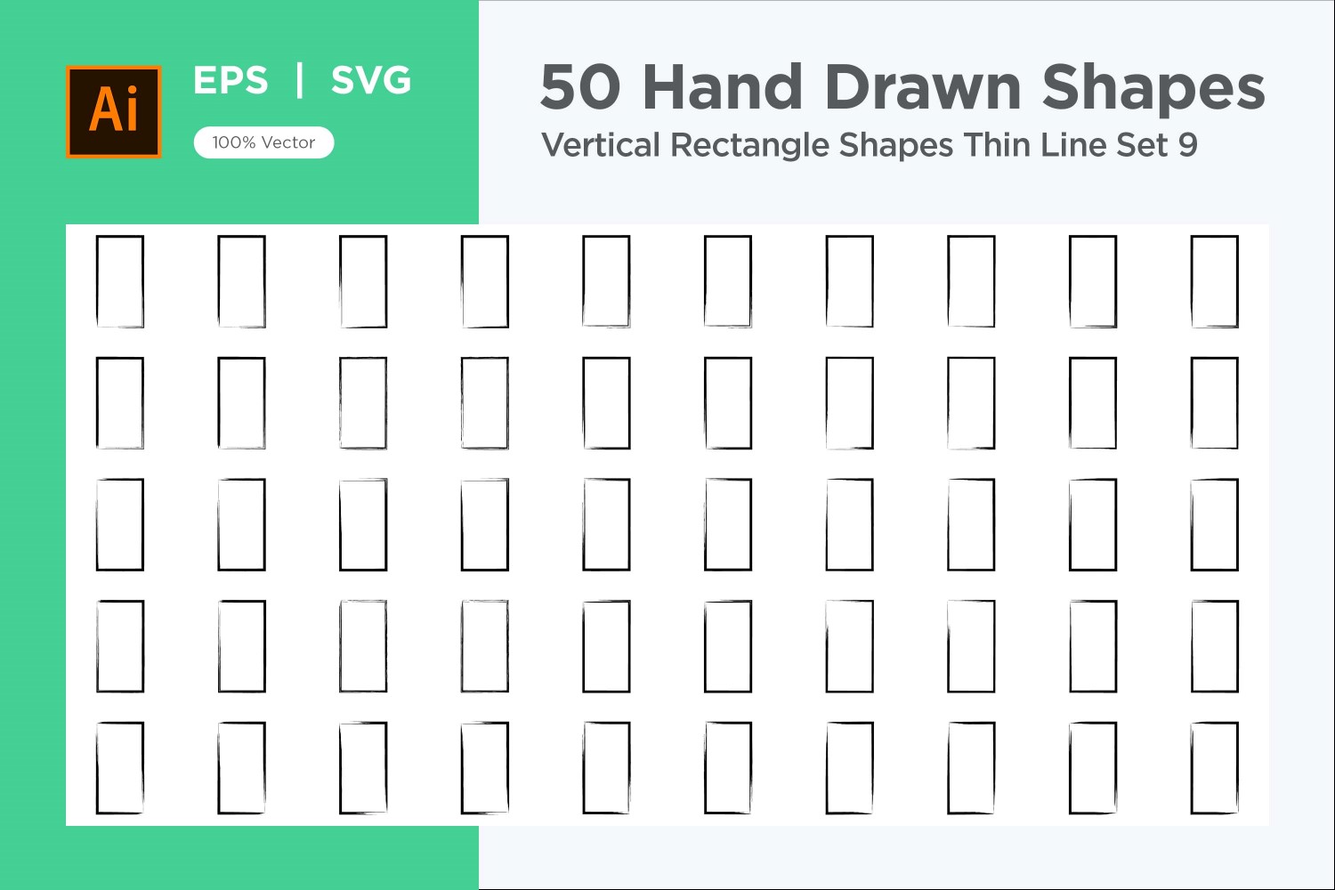 Vertical Rectangle Shape Thin Line 50_Set V 9