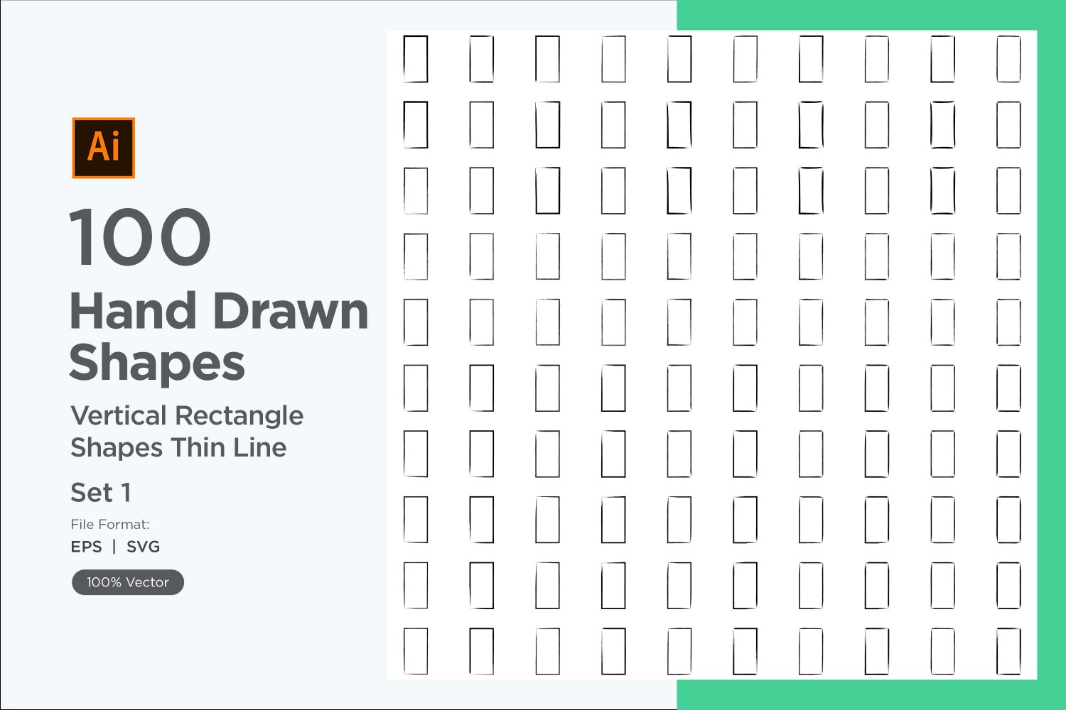 Vertical Rectangle Shape Thin Line 100_Set V 1