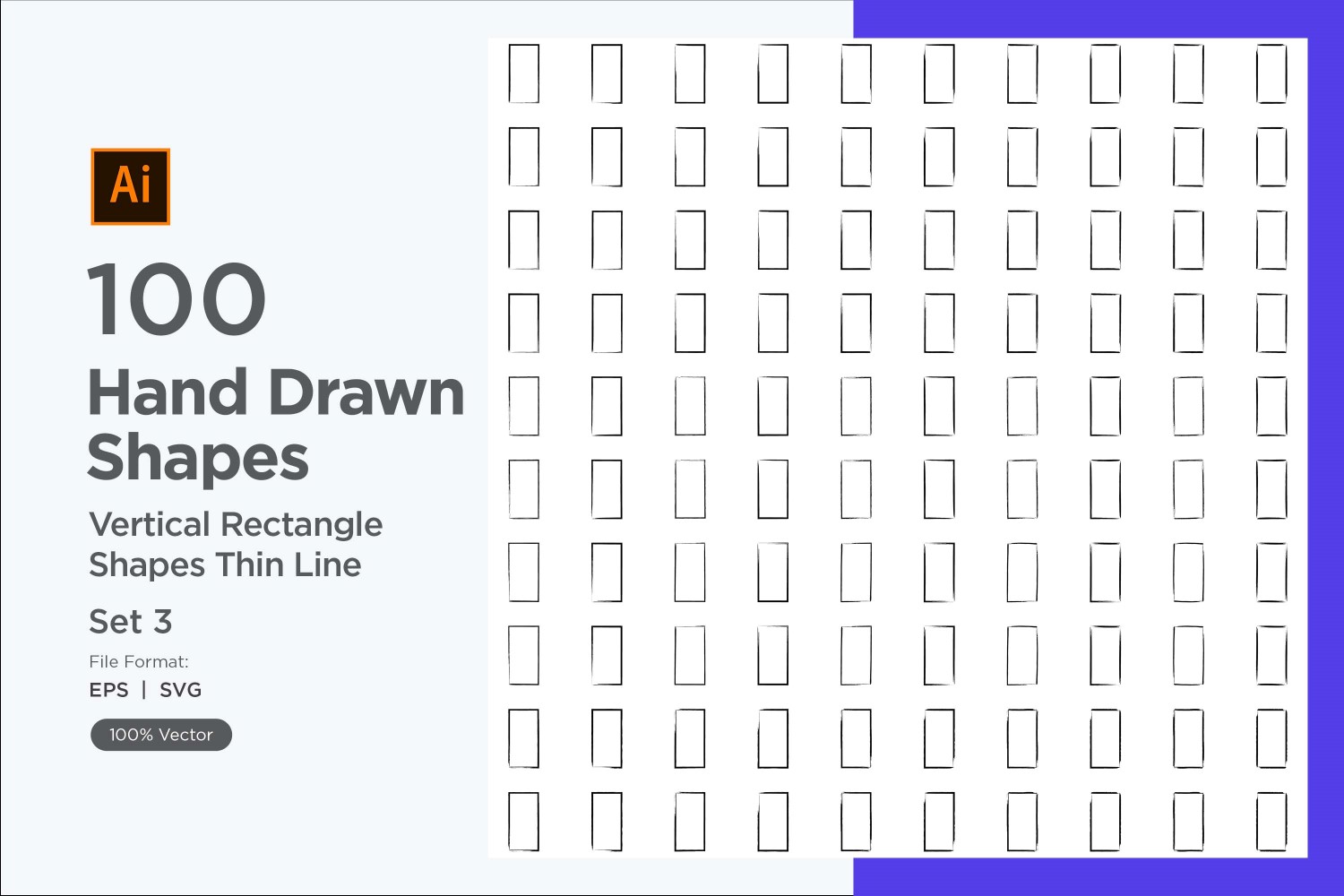 Vertical Rectangle Shape Thin Line 100_Set V 3