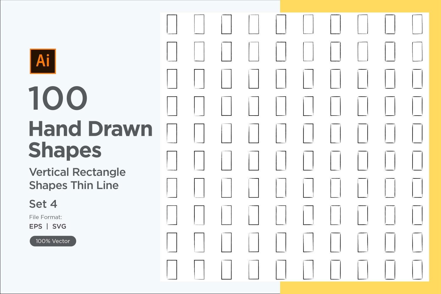 Vertical Rectangle Shape Thin Line 100_Set V 4