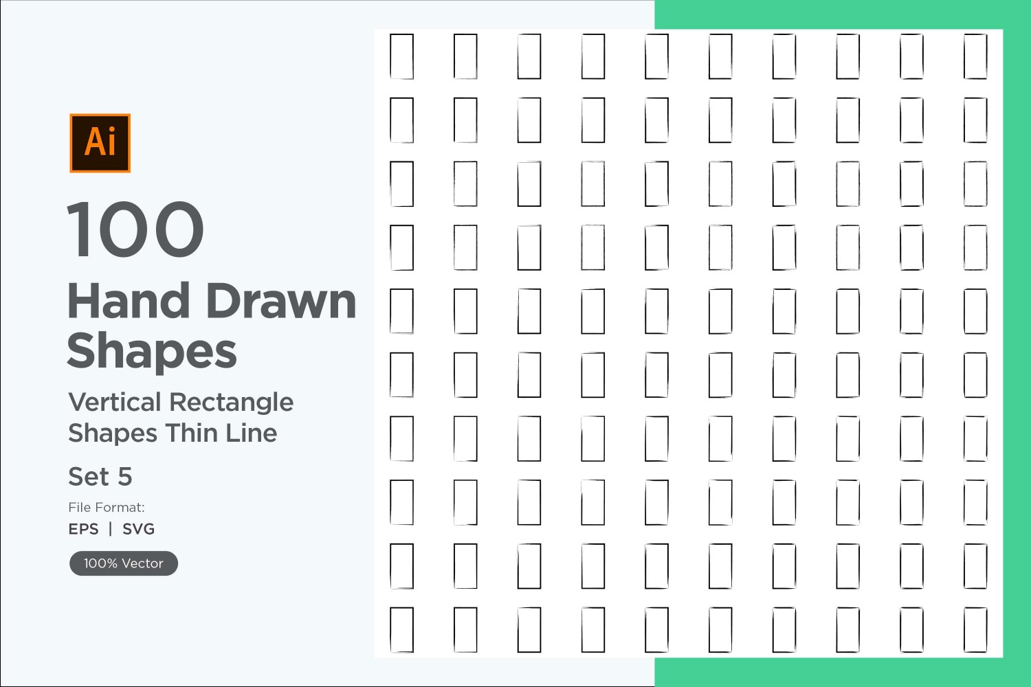 Vertical Rectangle Shape Thin Line 100_Set V 5
