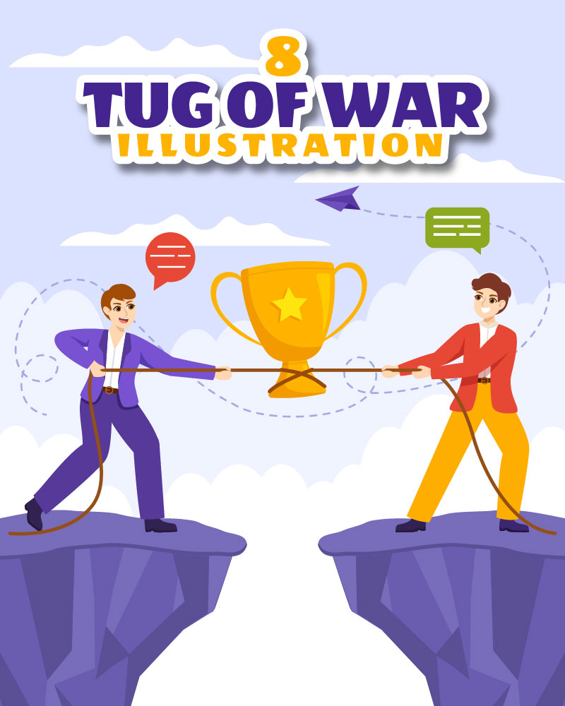 8 Tug of War Vector Illustration