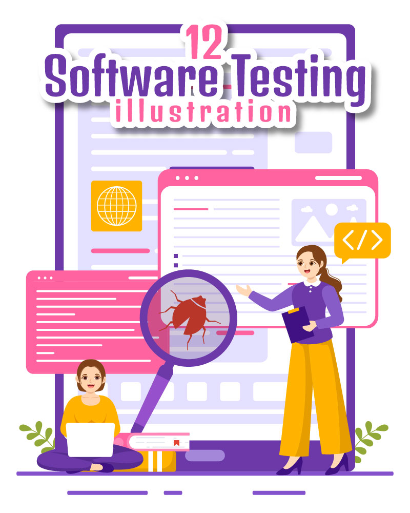 12 Software Testing Vector Illustration